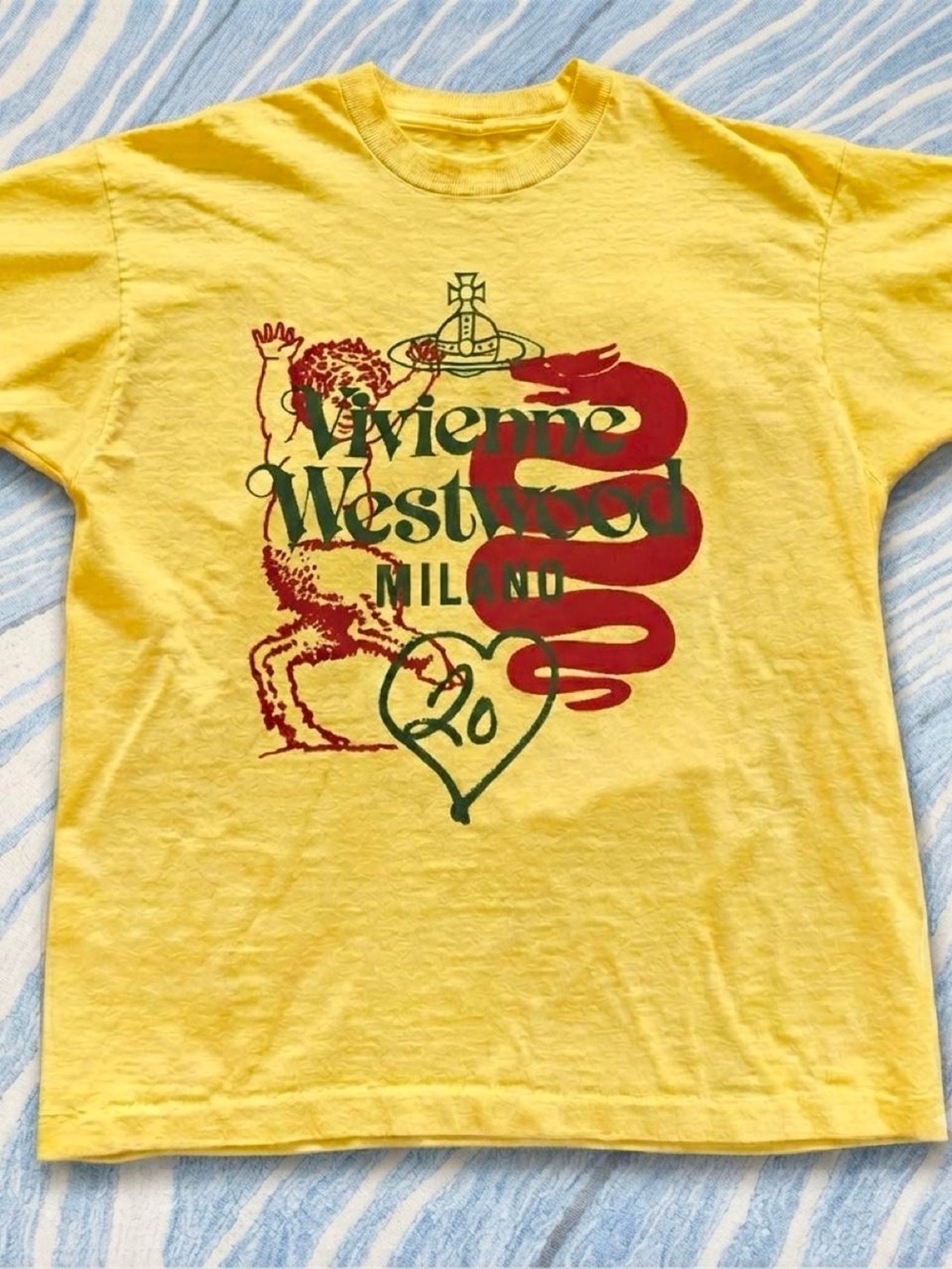 Punk Designer Vivienne Westwood Snake Heart Yellow T-Shirt